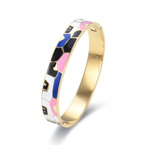 Bracelet jonc émaillé coloré - détail