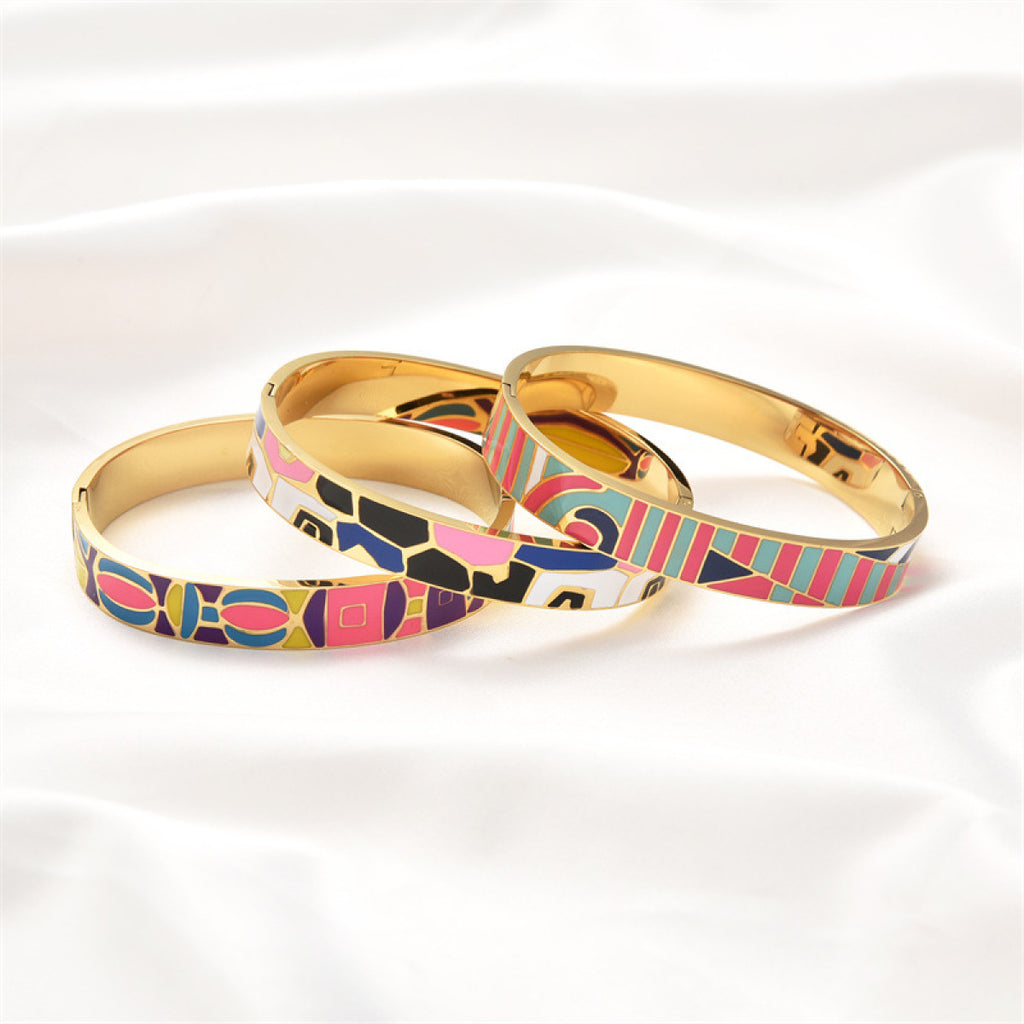 Bracelet jonc émaillé coloré en acier inoxydable LUMÉA